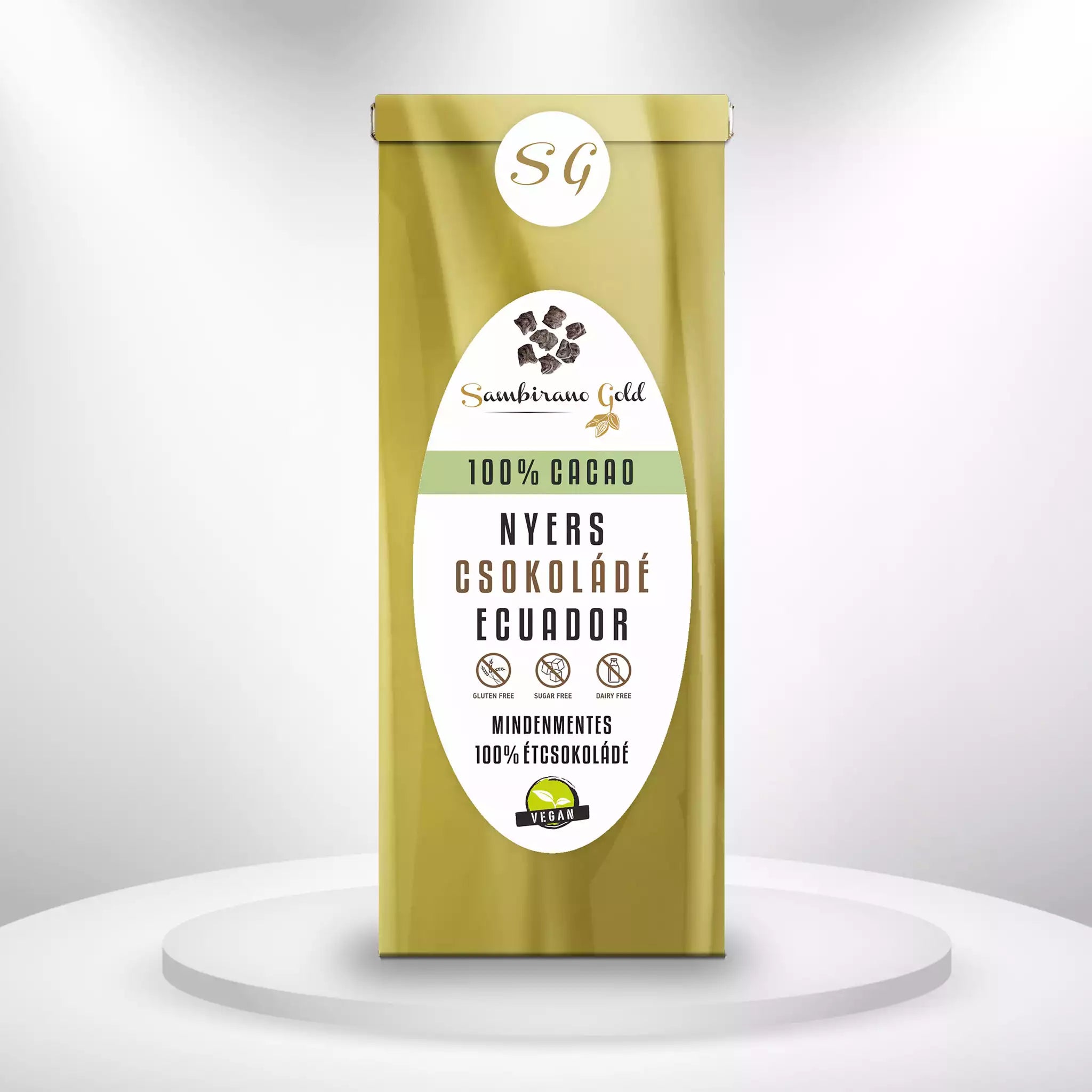 Sambirano Gold ecuadori nyers csokoládé darabok – 100% kakaótartalmú, adalékmentes prémium kakaómassza