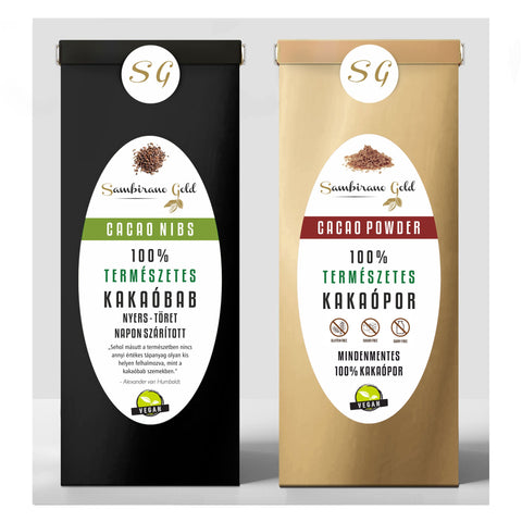 Sambirano Gold KAKAÓ KOMBÓ - PERUI kakaóbab TÖRET és PERUI kakaópor kombó csomag (2x1kg)  Termékinformáció >