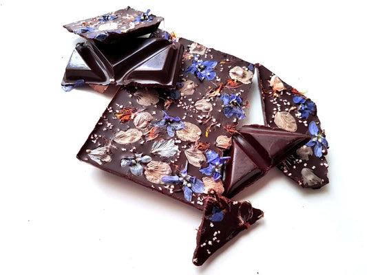 Sambirano Gold - Házi csokoládé, ehető virágokkal